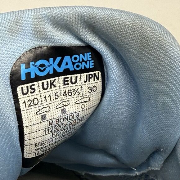 Hoka One One Bondi 8 Shoes Mens 12 D Blue Comfort Running Walking Sneakers FLAWS - Picture 11 of 16
